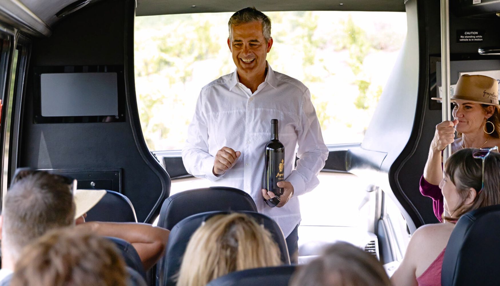 Grapeline tour vehicle full of people